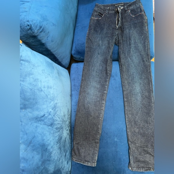 Sergio Valente rhinestone detailed straight leg jeans - Picture 8 of 14